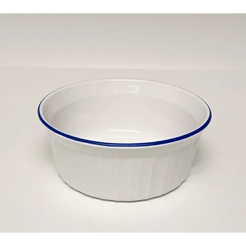 BIA Blanc De Table/Corningware Vintage Casserole Dish W/ Cobalt Blue Trim 9PCS